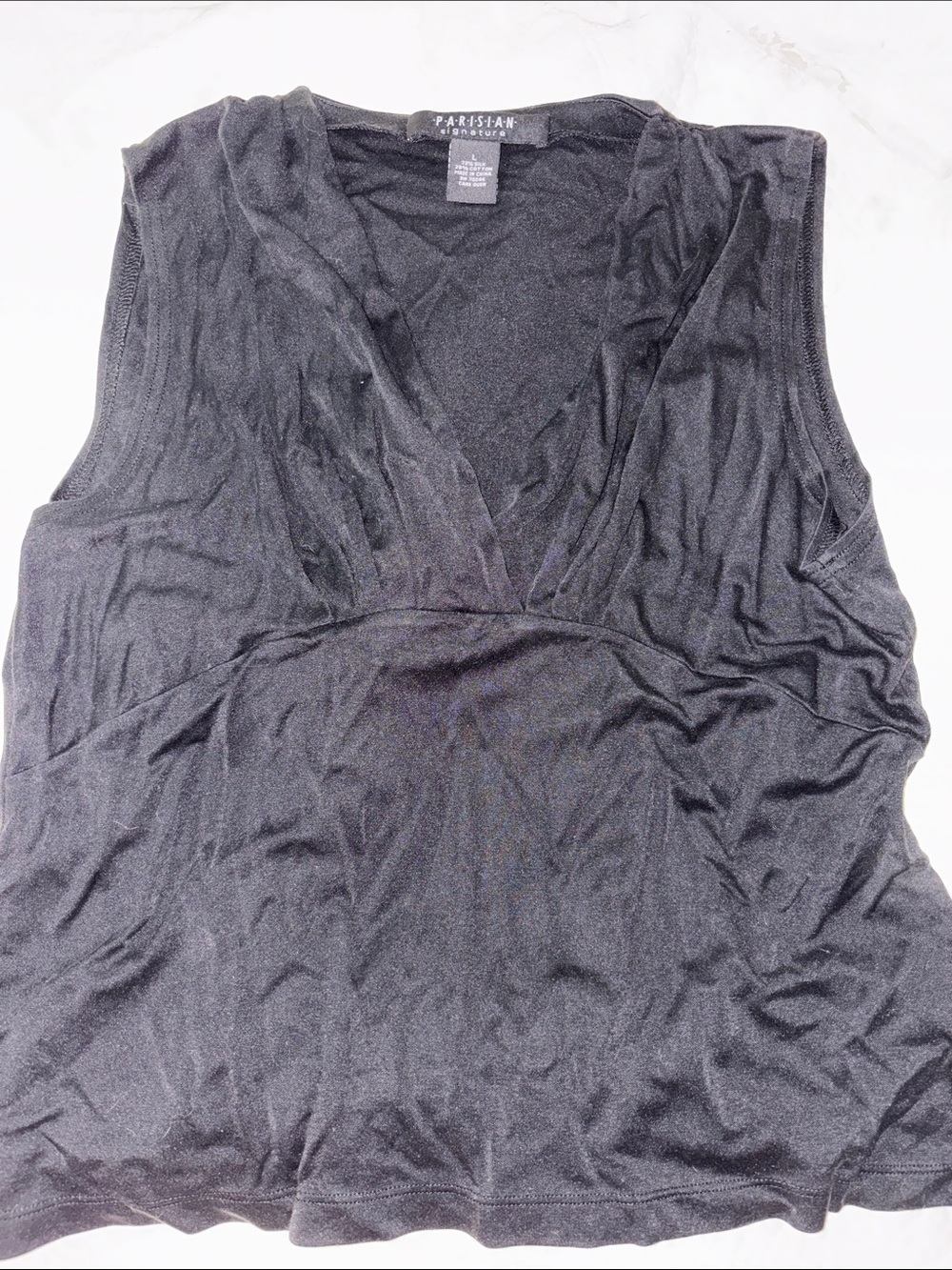 Signature Black Sleeveless V-Neck Top